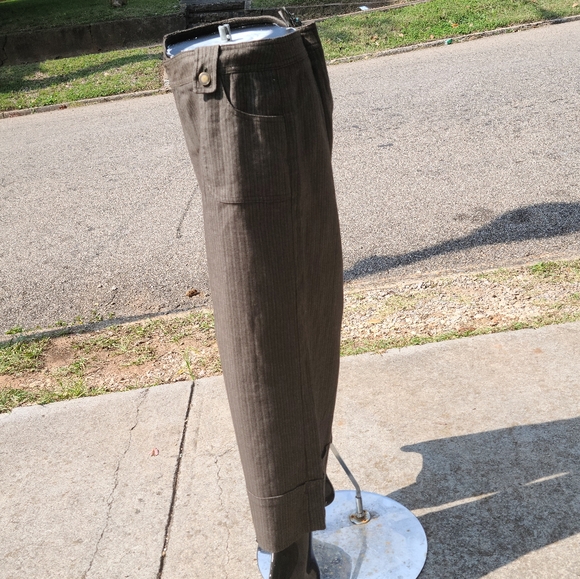 Vintage Greenish Brown Striped Capri Suit Set - Picture 6 of 8